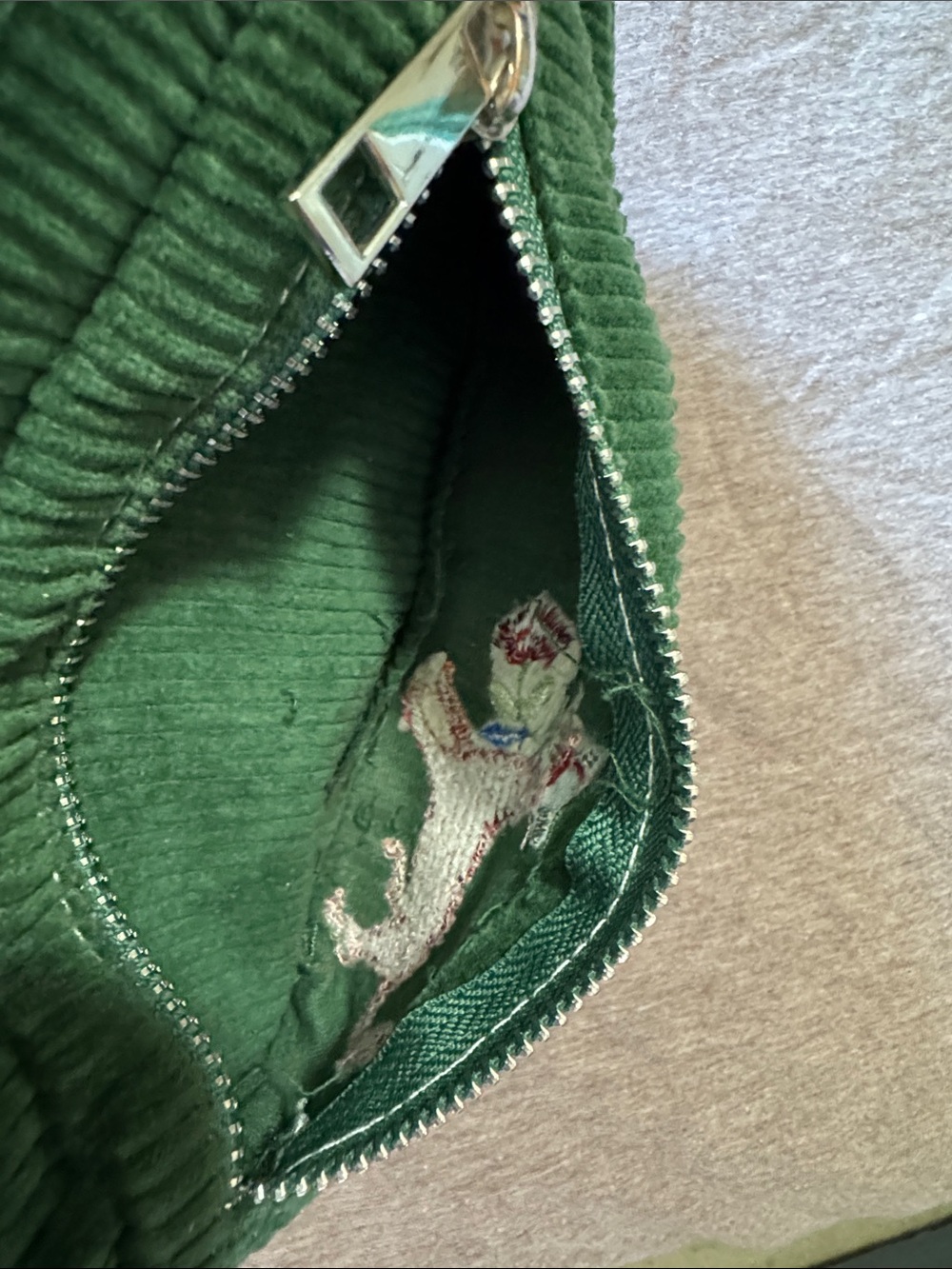 Urban Outfitters Green Corduroy small embroidered backpack 100% Cotton - Picture 7 of 15